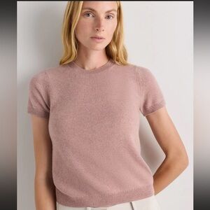 Quince Short-Sleeve Crewneck Sweater in  Mauve Mist- sold out online